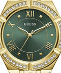 Guess Cosmo Diamonds Green Dial Gold Steel Strap Watch for Women - GW0033L8