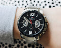 Tommy Hilfiger Decker Quartz Black Dial Silver Steel Strap Watch for Men - 1791472