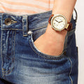 Michael Kors Parker Champagne Gold Dial Brown Leather Strap Watch for Women - MK2249