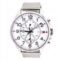 Tommy Hilfiger Dean Chronograph White Dial Silver Mesh Bracelet Watch for Men - 1791277