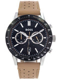 Hugo Boss Allure Black Dial Brown Leather Strap Watch for Men - 1513964