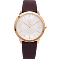 Calvin Klein Minimal White Dial Brown Leather Strap Watch for Men - K3M216G6