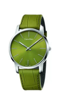 Calvin Klein City Green Dial Green Leather Strap Watch for Men - K2G211WL