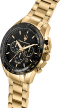 Maserati Traguardo Chronograph Black Dial Gold Steel Strap Watch For Men - R8873612041