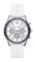 Michael Kors Berkley Chronograph Silver Dial White Rubber Strap Watch For Women - MKO1040