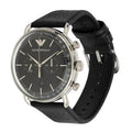 Emporio Armani Aviator Chronograph Black Dial Black Leather Strap Watch For Men - AR11143