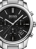Hugo Boss Commander Black Dial Silver Steel Strap Watch for Men - 1513433