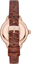 Emporio Armani Mia Quartz Silver Dial Brown Leather Strap Watch For Women - AR11525