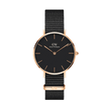 Daniel Wellington Classic Petite Cornwall Black Dial Black NATO Strap Watch For Women - DW00100215