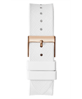 Guess Raven Diamonds Rose Gold Dial White Silicone Strap Watch for Women - GW0105L3