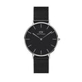 Daniel Wellington Petite Ashfield Black Dial Black Mesh Strap Watch For Women - DW00100308
