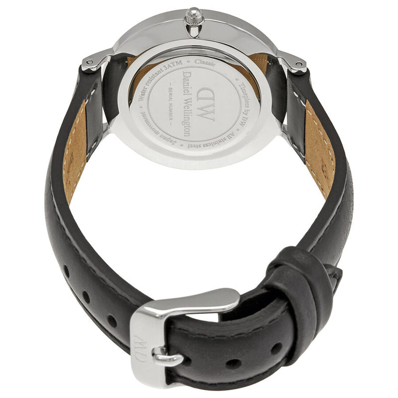 Daniel Wellington Petite Sheffield Black Dial Black Leather Strap Watch For Women - DW00100180