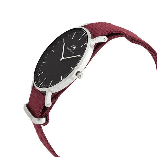 Daniel Wellington Classic Roselyn Black Dial Maroon Nylon Strap Watch For Women - DW00100274