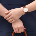 Daniel Wellington Classic St. Mawes White Dial Brown Leather Strap Watch for Men - DW00100035