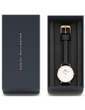 Daniel Wellington Classic Petite Sheffield White Dial Black Leather Strap Watch For Women - DW00100230