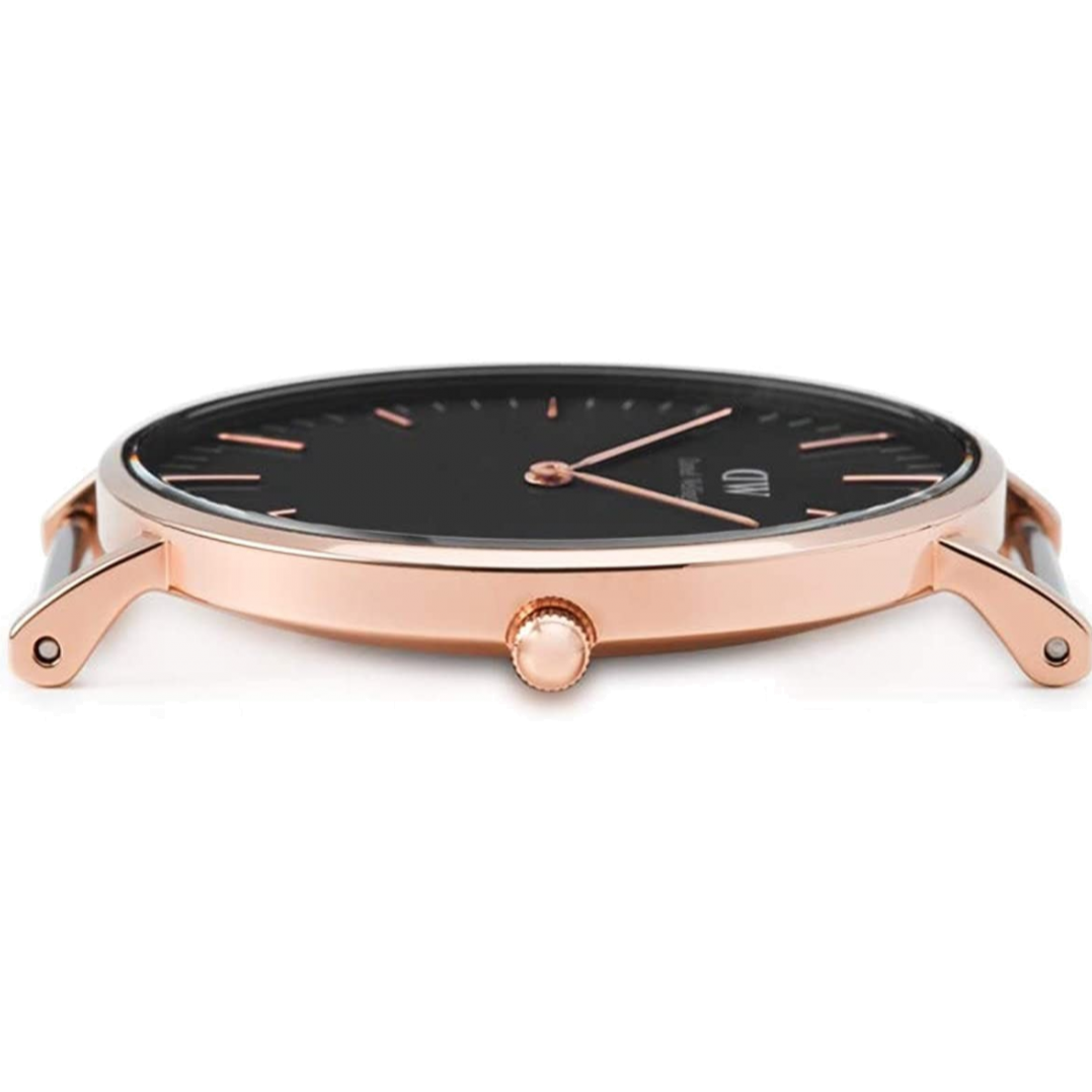 Daniel Wellington Classic York Black Dial Brown Leather Strap Watch For Men - DW00100128