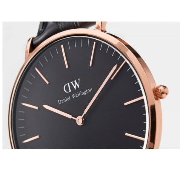Daniel Wellington Classic Reading Black Dial Black Leather Strap Watch For Women - DW00100141