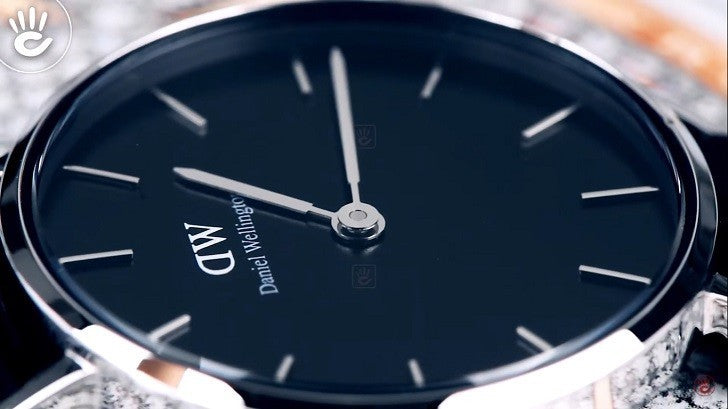 Daniel Wellington Petite Sheffield Black Dial Black Leather Strap Watch For Women - DW00100180