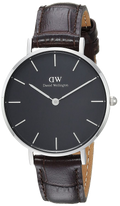 Daniel Wellington Classic Petite York Black Dial Brown Leather Strap Watch For Women - DW00100182