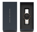 Daniel Wellington Classic Dover Black Dial White Nylon Strap Watch For Women - DW00100310