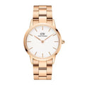 Daniel Wellington Iconic Link White Dial Rose Gold Steel Strap Watch For Women - DW00100209
