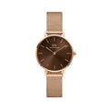 Daniel Wellington Petite Amber Brown Dial Gold Mesh Strap Watch For Women - DW00100476