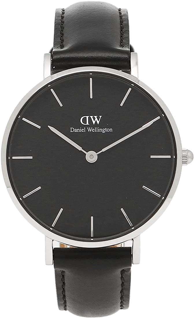 Daniel Wellington Petite Sheffield Black Dial Black Leather Strap Watch For Women - DW00100180