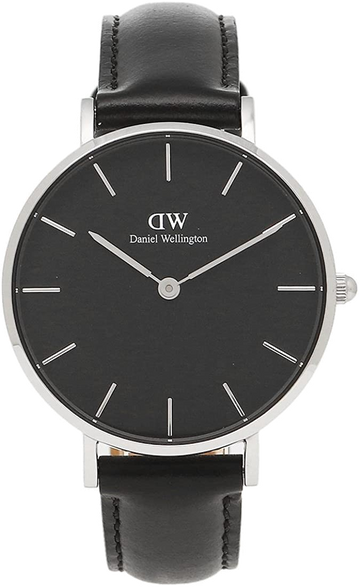 Daniel Wellington Petite Sheffield Black Dial Black Leather Strap Watch For Women - DW00100180