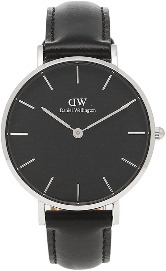 Daniel Wellington Petite Sheffield Black Dial Black Leather Strap Watch For Women - DW00100180