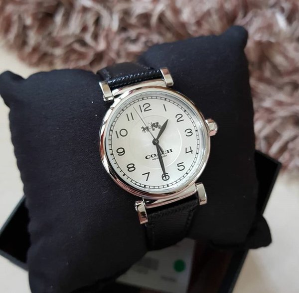 Coach Madison White Dial Black Leather Strap Watch for Women - 14502406