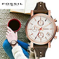 Fossil Boyfriend White Dial Brown Leather Strap Watch for Women - ES3616