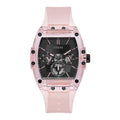 Guess Sporting Black Dial Pink Rubber Strap Watch for Men - GW0032G1
