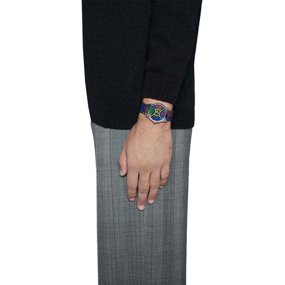 Gucci G Timeless Quartz Black Dial Black Leather Strap Watch For Women - YA1264146