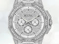 Bulova Crystal Collection Pave Silver Dial with Crystals Silver Steel Strap Watch for Men - 96C134