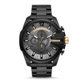 Diesel Mega Chief Chronograph Grey Dial Black Steel Strap Watch For Men - DZ4479