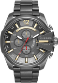 Diesel  Mega Chief Chronograph Grey Dial Grey Steel Strap Watch For Men - DZ4421