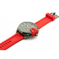 Diesel Mega Chief Chronograph Black Dial Red Silicone Strap Watch For Men - DZ4427
