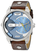 Diesel Mini Daddy LIght Blue Dial Brown Leather Strap Watch For Men - DZ7321