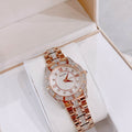 Bulova Crystal Mother of Pearl Dial Rose Gold Steel Strap Watch for Women - 98L197
