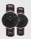 Daniel Wellington Classic York Black Dial Brown Leather Strap Watch For Men - DW00100134
