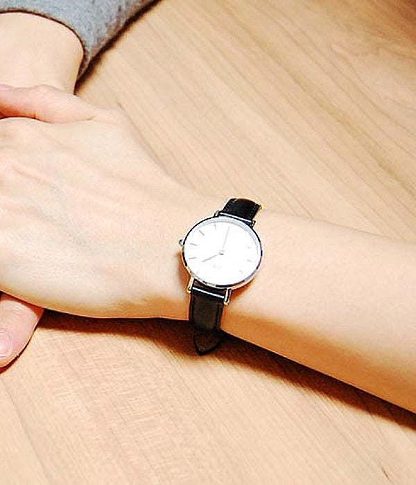 Daniel Wellington Classic Petite Sheffield White Dial Black Leather Strap Watch For Women - DW00100242