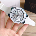 Guess Overdrive Chronograph White Dial White Rubber Strap Watch for Women - W0149L6