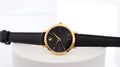 Movado Ultra Slim Black Dial Black Leather Strap Watch For Women -  0607095