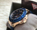 Guess Rigor Blue Dial Blue Silicone Strap Watch For Men - W0247G3