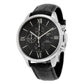 Tissot T Classic Chemin Des Tourelles Chronograph Black Dial Black Leather Strap Watch For Men - T099.427.16.058.00