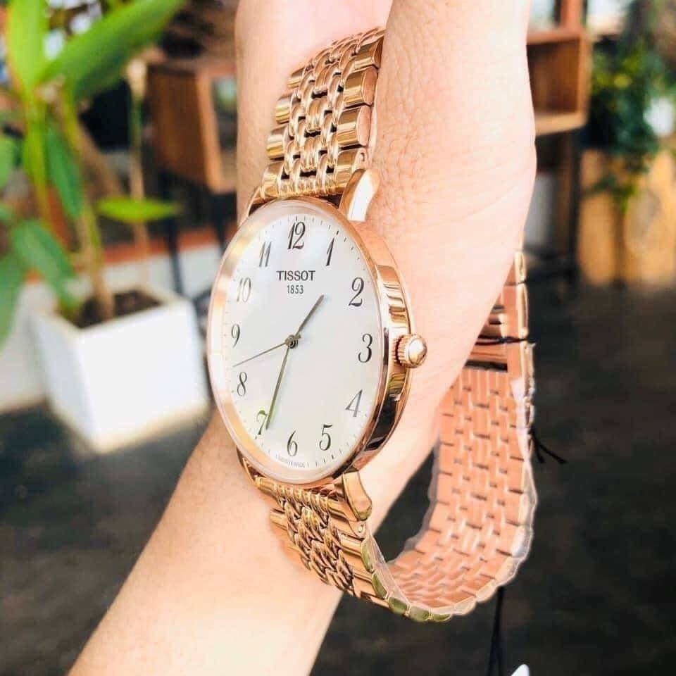 Tissot T Classic Everytime White Dial Rose Gold Mesh Bracelet Watch for Men - T109.610.33.032.00