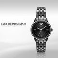 Emporio Armani Ceramica Crystals Black Dial Black Ceramic Strap Watch For Women - AR1478