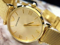 Emporio Armani Retro Gold Dial Gold Mesh Bracelet Watch For Women - AR1957