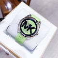 Michael Kors Janelle Three Hand Neon Green Dial Neon Green Rubber Strap Watch For Women - MK7351