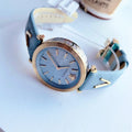 Versace V-Twist Blue Dial Blue Leather Strap Watch for Women - VELS00319